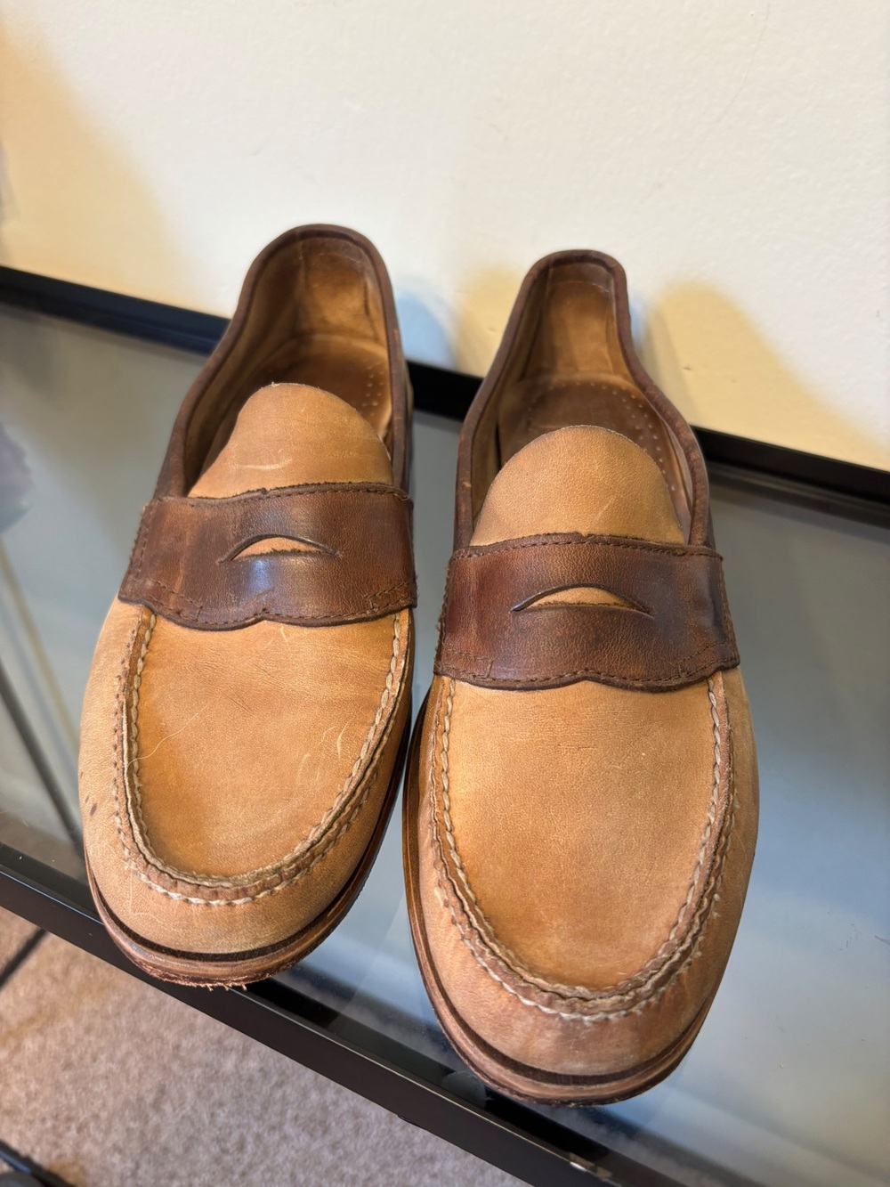 G.H. Bass & Co. Two-Tone Brown and Tan Leather Penny Loafers